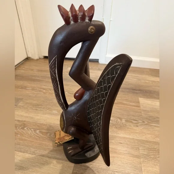 Pier 1 Hand Carved Wood “Kalao”, Bird Art Sculpture with Tag. - Picture 3 of 12